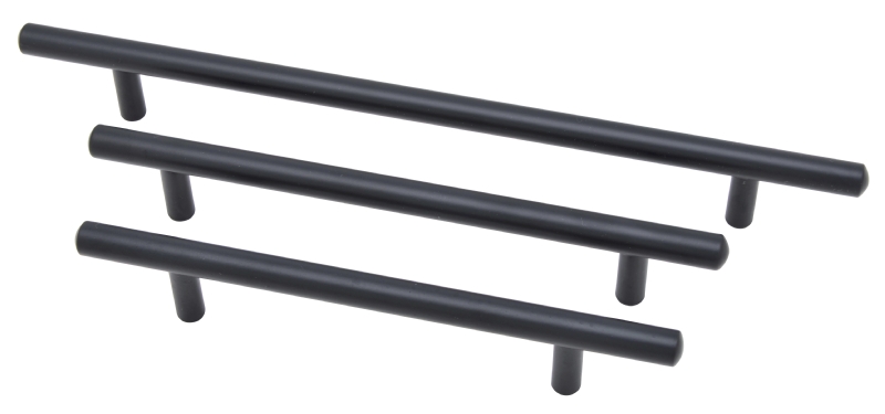 Kitchen Handles - T-Bar handle in a matt black finish available in 128mm, 160mm and 256mm. Order instore or online for nationwide delivery 
