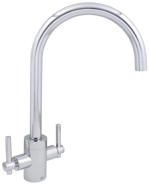 Kitchen Tap - The Clearwater Rococo Tap -  This polished chrome tap from rococo is a swan necked crosshead tap, available for instore or online purchase.