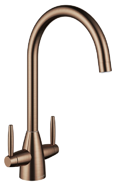 Kitchen Tap - The Clearwater Tutti tap is a swan necked crosshead sink mixer tap in a brushed copper finish. Order here online or instore in our showroom in Baldoyle Industrial Estate, Dublin 13. 
