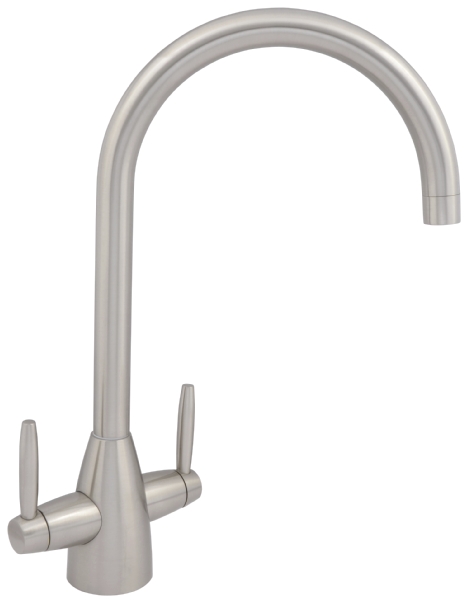 Kitchen Tap - The clearwater tutti tap is a swan necked crosshead sink mixer tap in a brushed nickel finish. Nationwide delivery available on all purchases made instore or online.