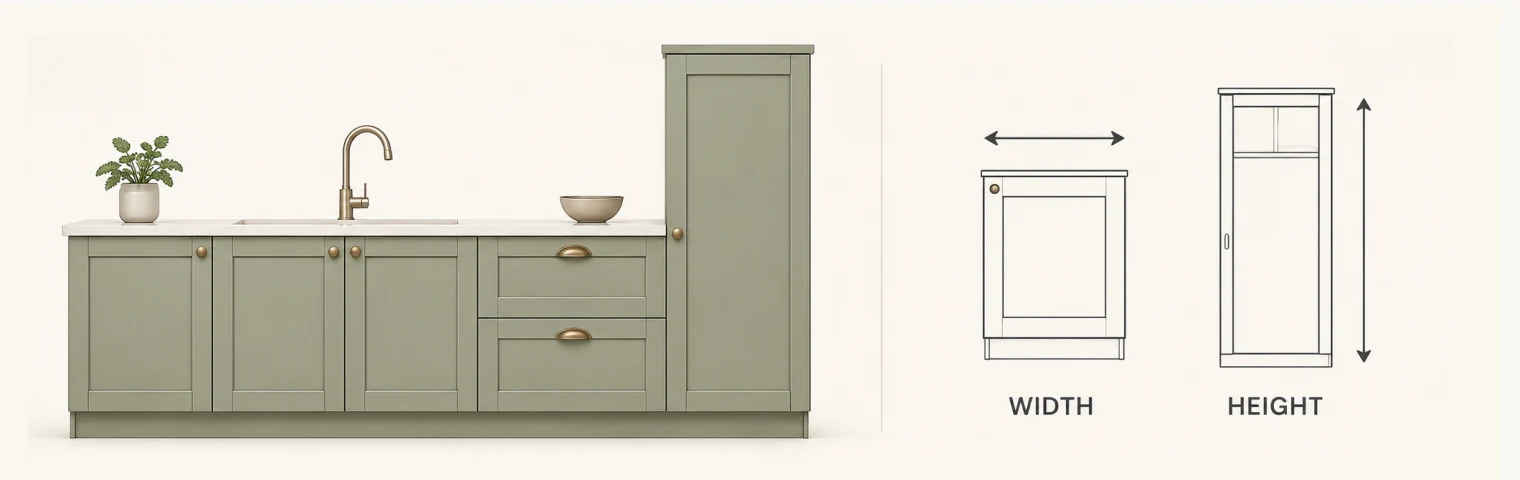 Cabinet width and height reference