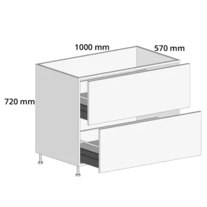 1000mm Pot Drawer Base Unit – Complete Cabinet, 2 Drawers Included Painted MDF