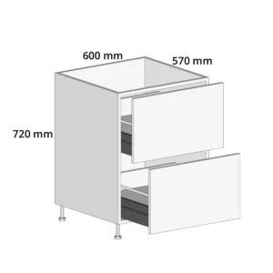 600mm Pot Drawer Base Unit – Complete Cabinet, 2 Drawers Included Painted MDF