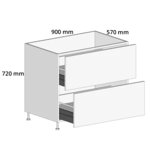 900mm Pot Drawer Base Unit – Complete Cabinet, 2 Drawers Included Painted MDF