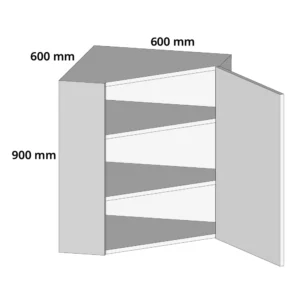 600mm Diagonal Corner Extra Tall Wall Kitchen Cabinet Unit – 900mm High – Complete Cabinet Edged