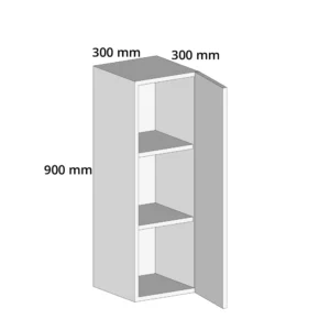 300mm Extra Tall Wall Kitchen Cabinet Unit – 900mm High – Complete Cabinet Edged