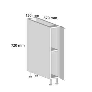 150mm Base Kitchen Unit - Complete Cabinet Timber Painted