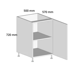 500mm Base Unit - Complete Cabinet Timber Painted