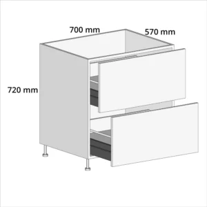 700mm Pot Drawer Base Unit – Complete Cabinet, 2 Drawers Included Painted MDF