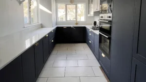 Indigo Shaker Base Units with Quartz Worktops