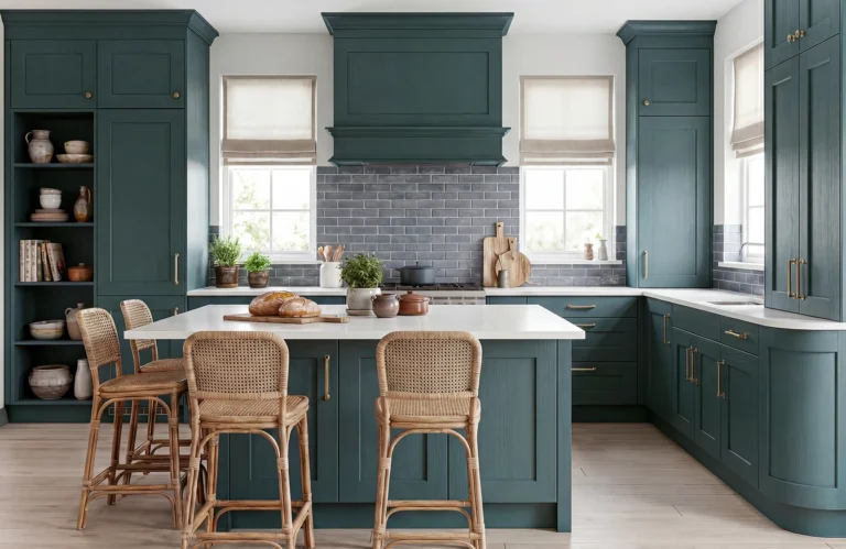 Solid wood painted kitchen featuring traditional craftsmanship and rich painted colour