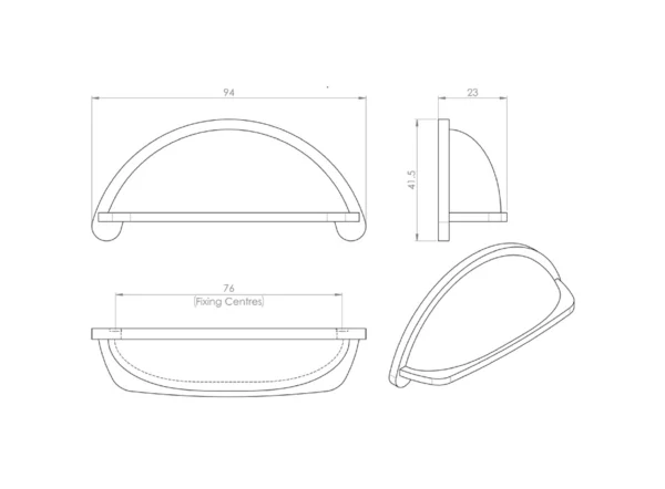 Alma Collection - Satin Nickel 76mm Cup Handle