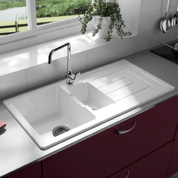 Cesaro 1.5 Undermount White Ceramic Sink