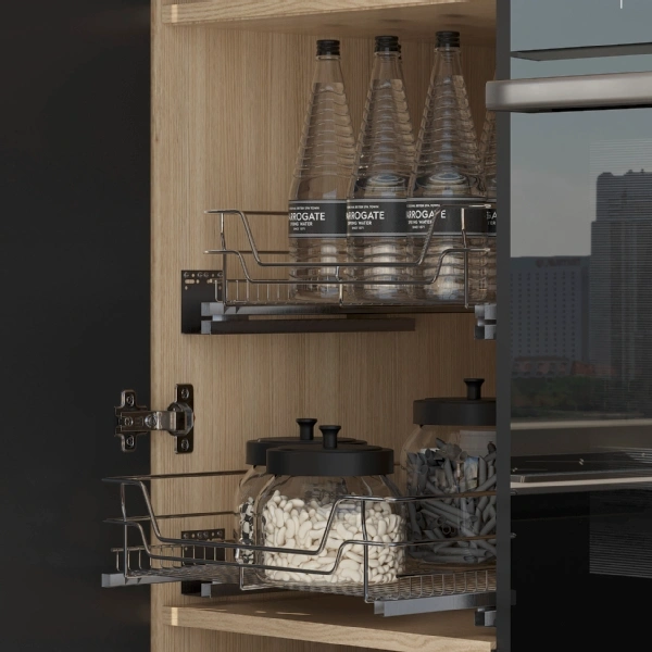 Chrome Pull Out Wire Baskets - Soft Closing