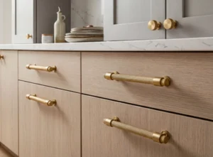 Kitchen cabinet handles in Ireland from Kitchens4U, available in brass finish for modern and classic kitchens