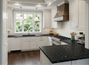 Black Flint kitchen worktop with a dark stone-inspired finish for a bold modern kitchen