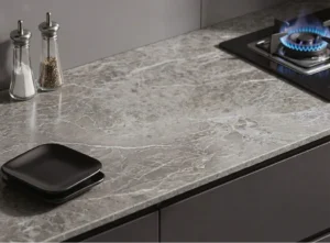 Grey Emperor Marble laminate kitchen worktop with elegant marble effect grey veining