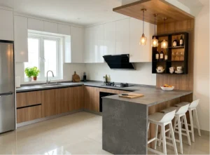 Grey Galaxy laminate kitchen worktop with a grey stone effect finish for a modern kitchen