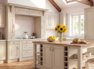 Cream shaker kitchen with island in an Irish home