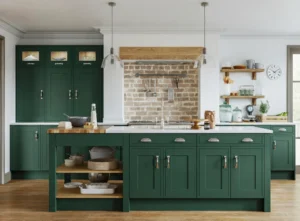 Rathlin Evergreen matt vinyl flat pack kitchen