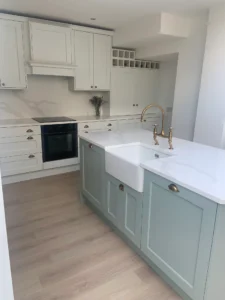 Sage Green and White Shaker Kitchen in Dublin