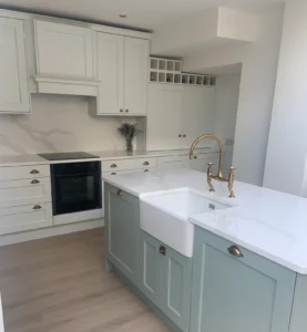 Sage Green and White Shaker Kitchen in Dublin