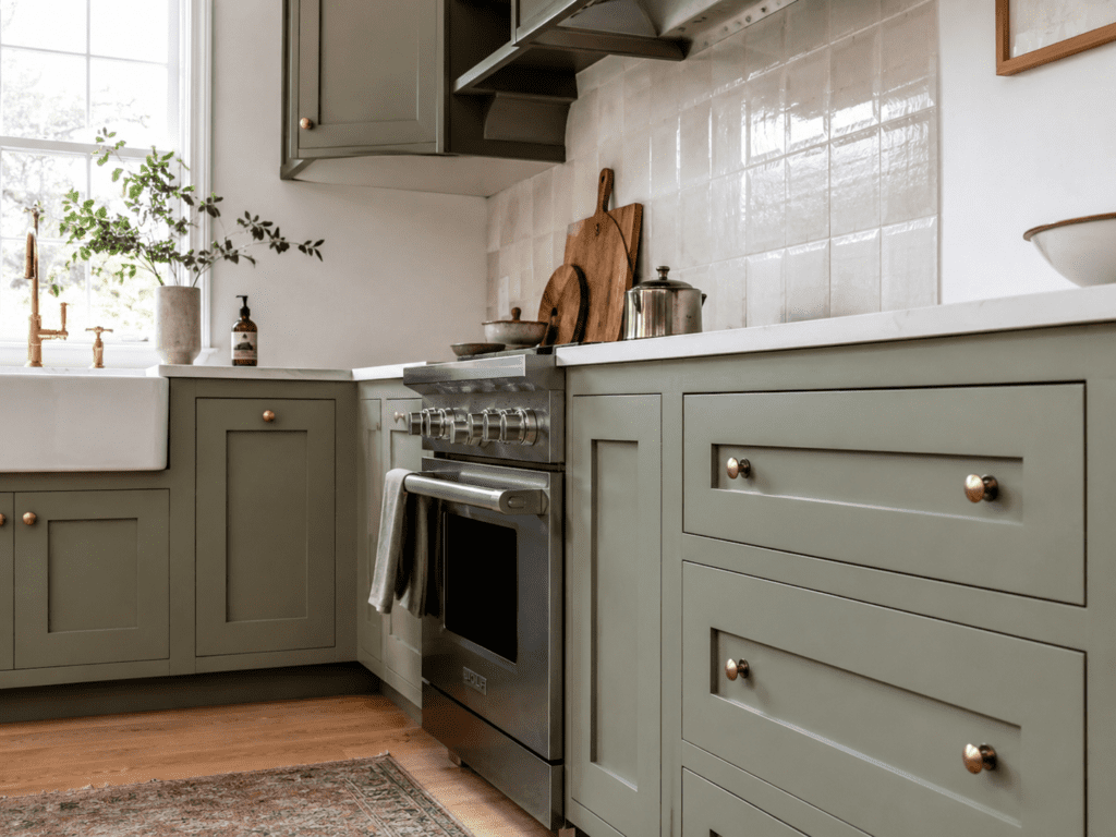 Green shaker replacement kitchen doors in Ireland