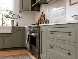 Green shaker replacement kitchen doors in Ireland