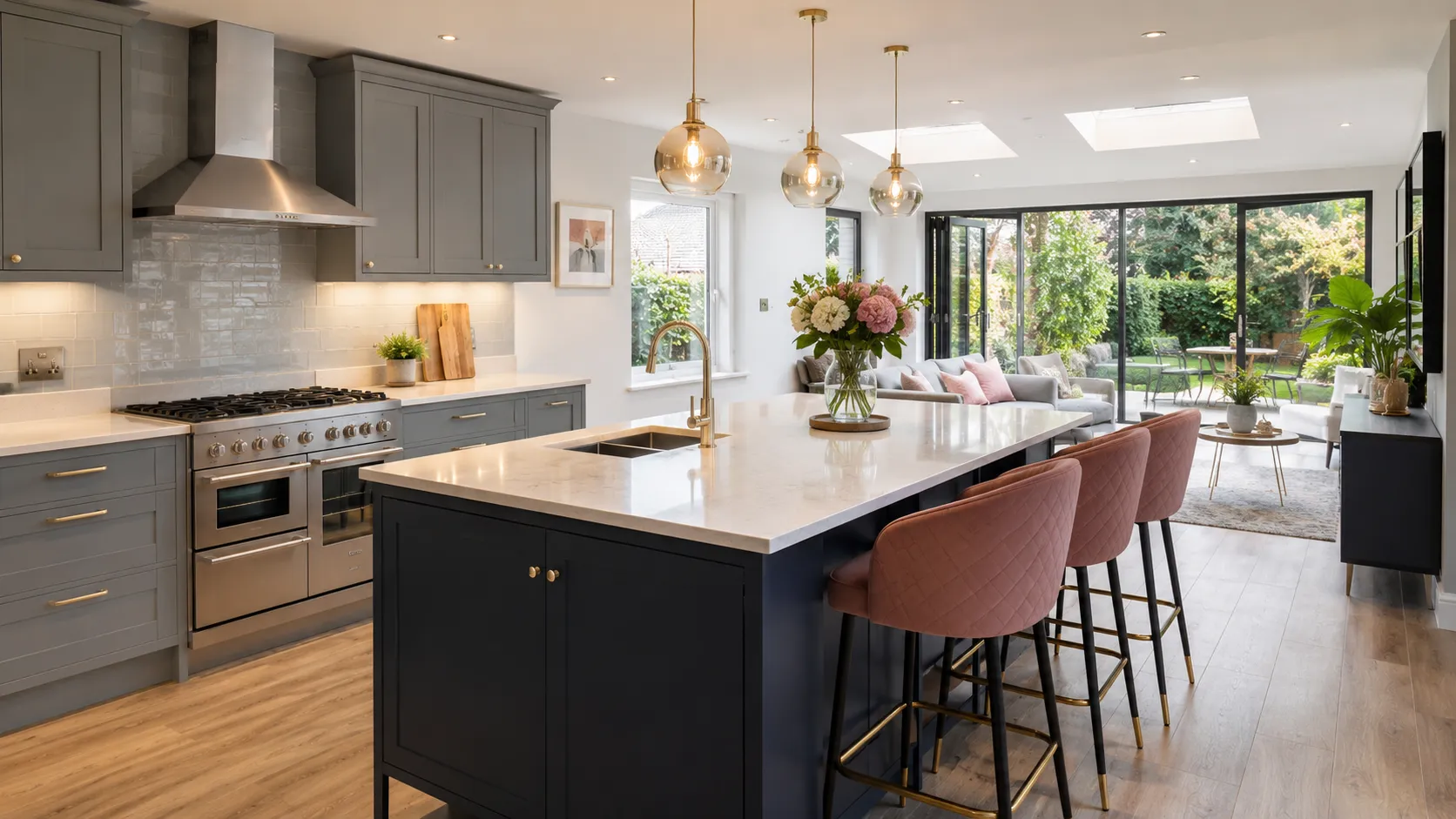 Kitchen island planning example with seating and storage