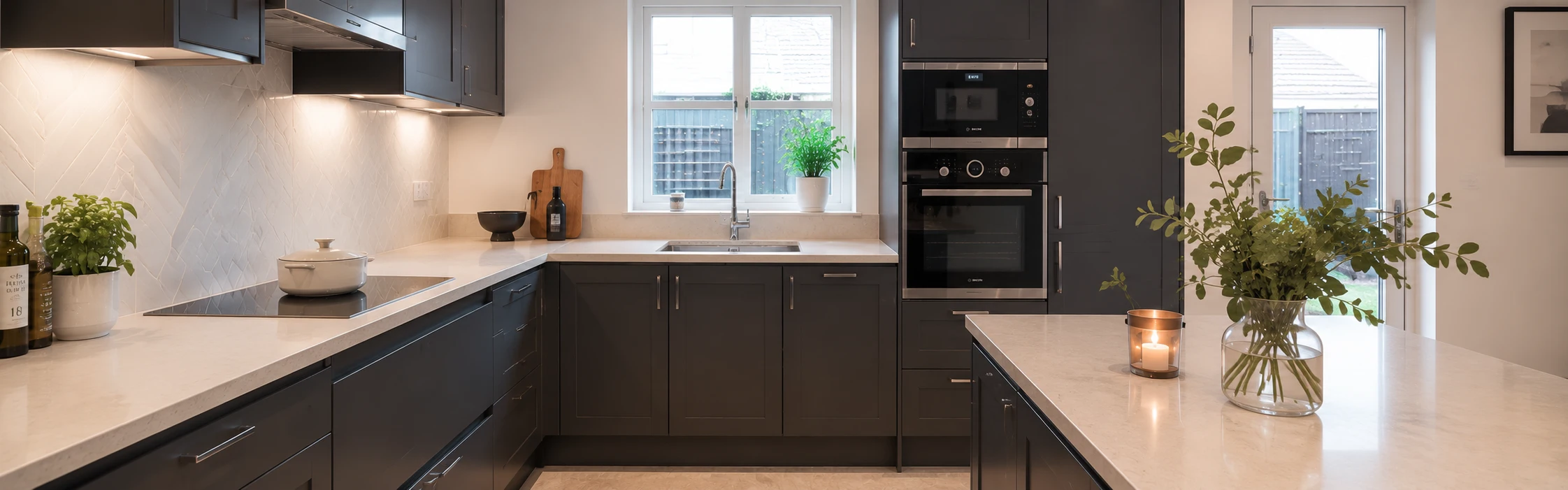 Kitchen installation in Ireland with fitted cabinets and worktops