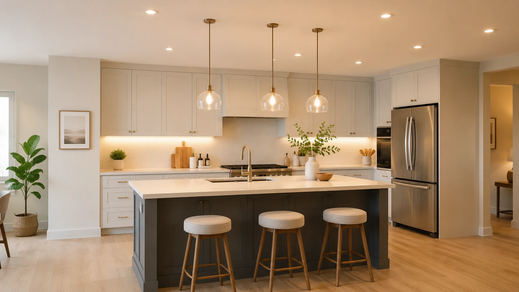Kitchen lighting planning with task and island lighting