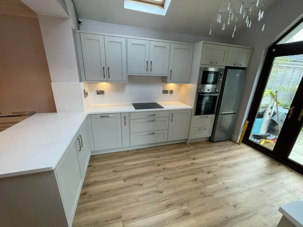Modern Grey Shaker L-Shaped Kitchen in Rathmines, Dublin
