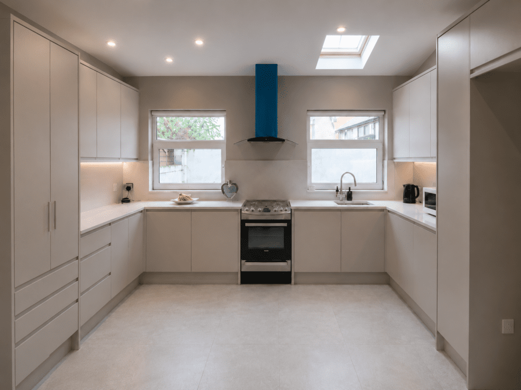 Handleless U-Shaped Kitchen Renovation in Ballsbridge, Dublin
