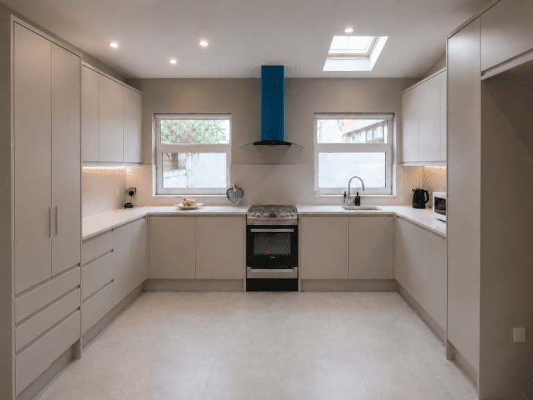 Handleless U-Shaped Kitchen Renovation in Ballsbridge, Dublin