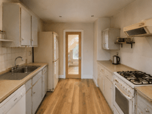 Before renovation galley kitchen in Glasnevin Dublin