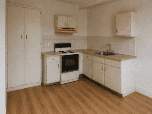 Old L-shaped kitchen before renovation in Ranelagh Dublin
