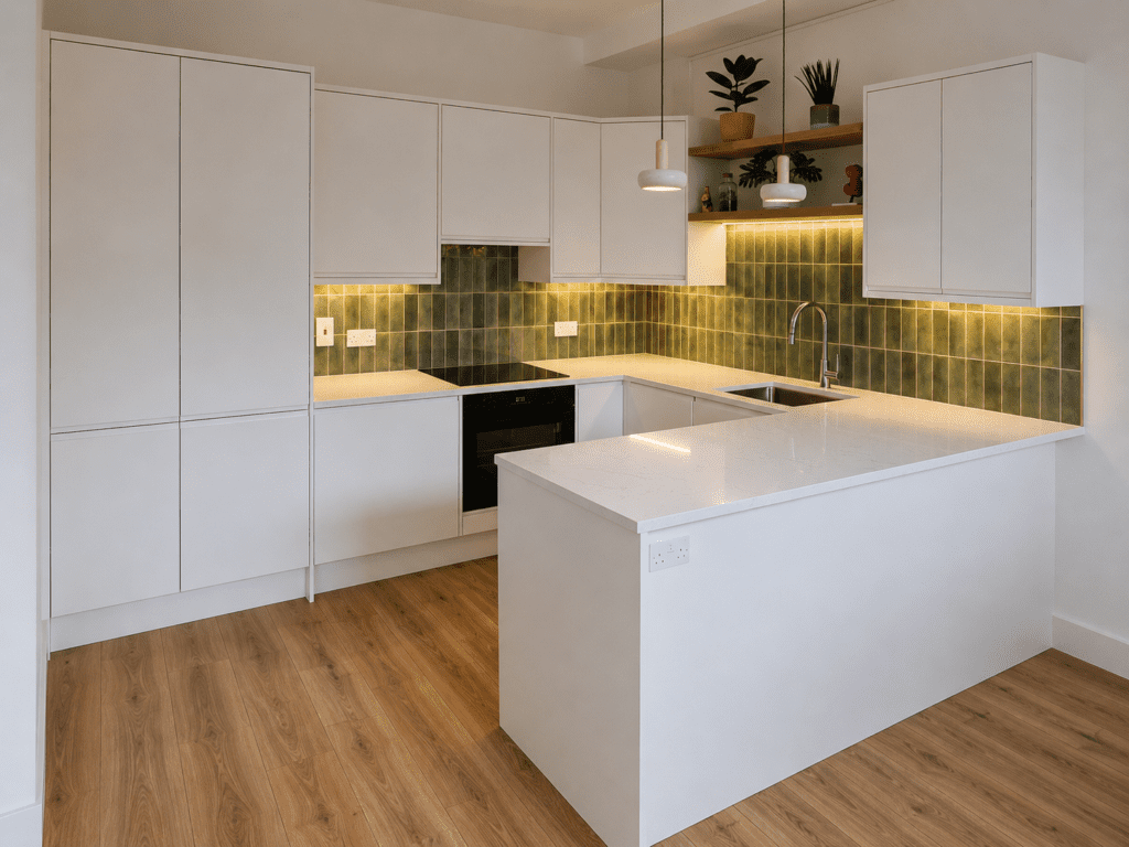 White U-Shaped Kitchen Renovation in Ranelagh, Dublin