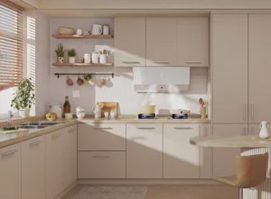 Cashmere kitchen cabinets with base and tall units in Ireland