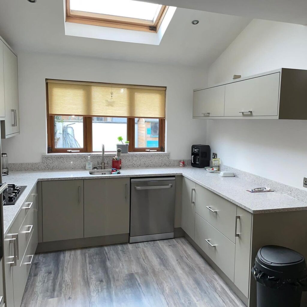 Modern Taupe U-Shaped Kitchen Renovation in Portmarnock, Dublin