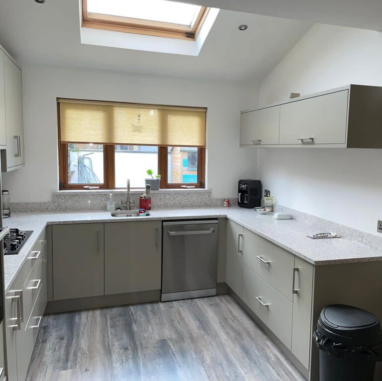 Modern Taupe U-Shaped Kitchen Renovation in Portmarnock, Dublin