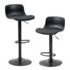 Set of 2 Adjustable Swivel Bar Stools with Upholstered Seat – Black