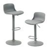 Set of 2 Adjustable Swivel Bar Stools with Upholstered Seat – Grey