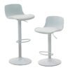 Set of 2 Adjustable Swivel Bar Stools with Upholstered Seat – White