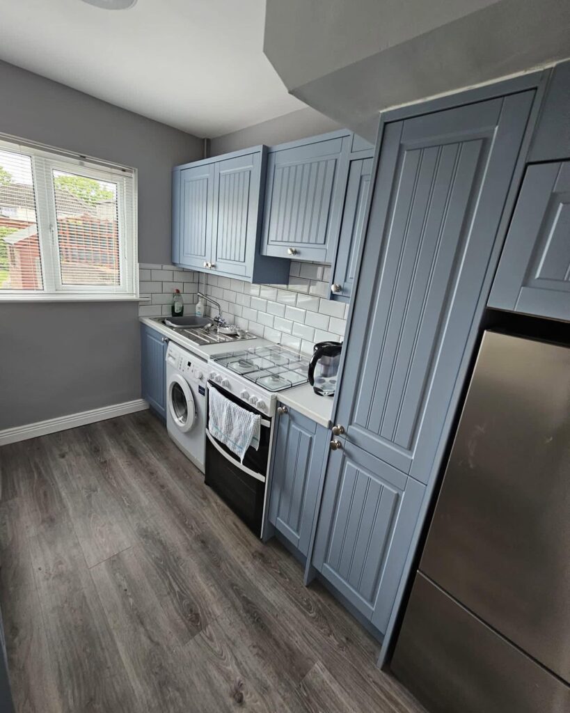 Compact Denim Galley Shaker Kitchen in Raheny, Dublin