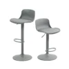 Set of 2 Adjustable Swivel Bar Stools with Upholstered Seat – Grey