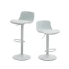 Set of 2 Adjustable Swivel Bar Stools with Upholstered Seat – White