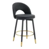 Set of 2 Open Back PU Leather Swivel Bar Stools – Black