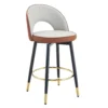 Set of 2 Open Back PU Leather Swivel Bar Stools – Red and Light Grey