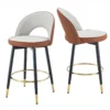 Set of 2 Open Back PU Leather Swivel Bar Stools – Red and Light Grey