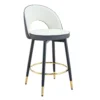 Set of 2 Open Back PU Leather Swivel Bar Stools – Dark Grey and White